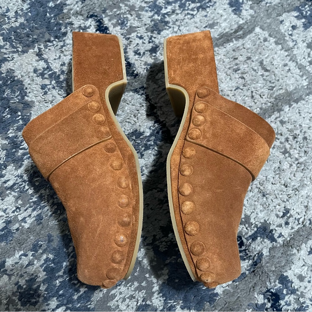 CHLOÉ Y2K Studded Joy Suede Boho Mule Clogs Size 37 - Picture 11 of 16